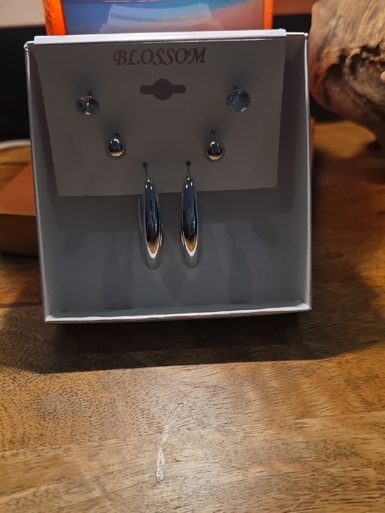 Jewelry - Blossom 3 Pair Silver Toned Fashion Pierced Earrings